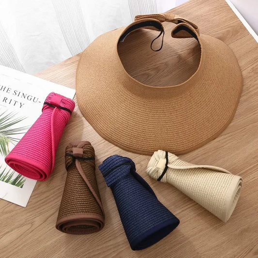 Foldable Straw Sun Hat – Wide Brim Beach & Travel Hat for Women
